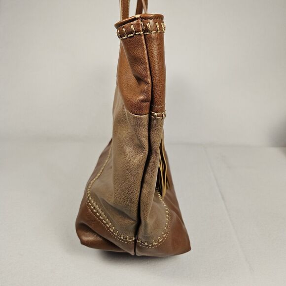 Big Buddha Western Tote Two Tone Brown Tassel Large Shoulder Handbag Business XL - Picture 6 of 16